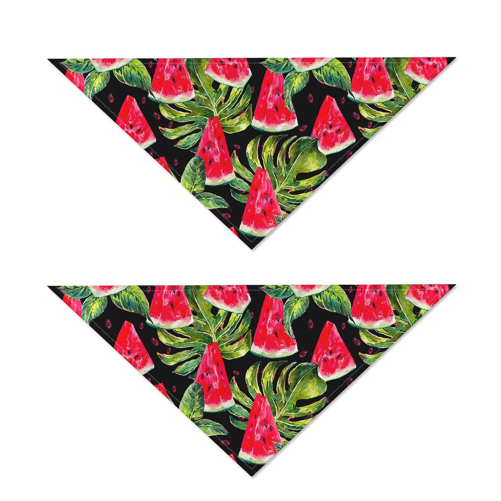 Black Palm Leaf Watermelon Pattern Print Dog Bandana