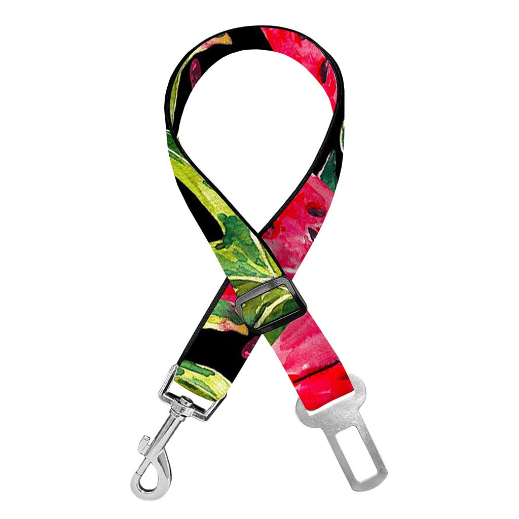 Black Palm Leaf Watermelon Pattern Print Dog Seat Belt