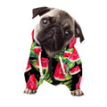 Black Palm Leaf Watermelon Pattern Print Dog Zip Up Hoodie