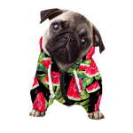 Black Palm Leaf Watermelon Pattern Print Dog Zip Up Hoodie