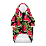 Black Palm Leaf Watermelon Pattern Print Dog Zip Up Hoodie