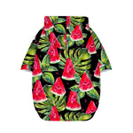 Black Palm Leaf Watermelon Pattern Print Dog Zip Up Hoodie