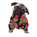Black Palm Leaf Watermelon Pattern Print Dog Zip Up Jacket