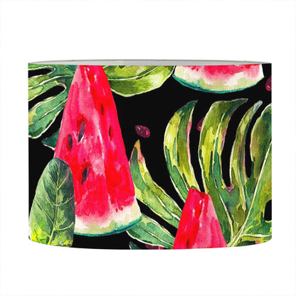 Black Palm Leaf Watermelon Pattern Print Drum Lamp Shade