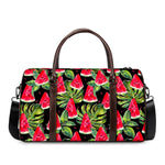 Black Palm Leaf Watermelon Pattern Print Duffle Bag