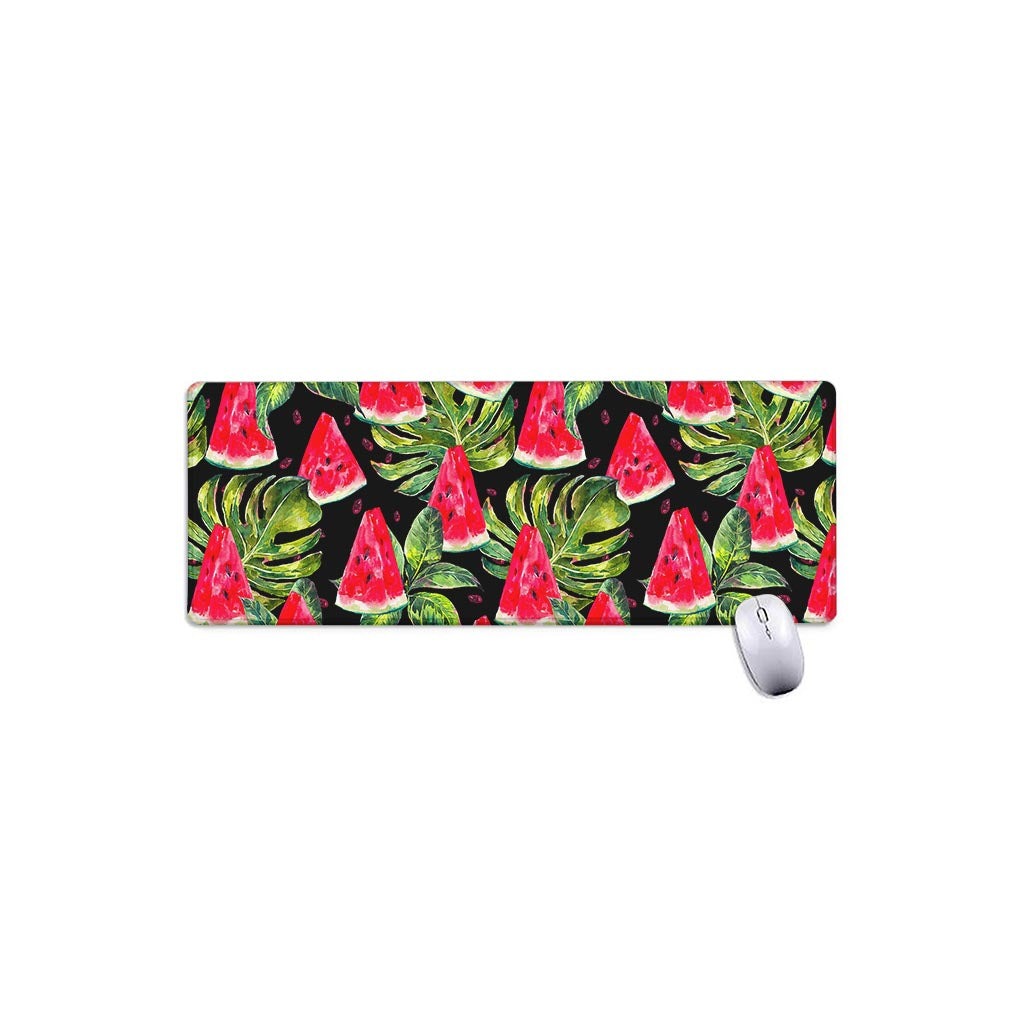 Black Palm Leaf Watermelon Pattern Print Extended Mouse Pad