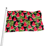 Black Palm Leaf Watermelon Pattern Print Flag