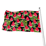 Black Palm Leaf Watermelon Pattern Print Flag