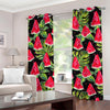 Black Palm Leaf Watermelon Pattern Print Grommet Curtains
