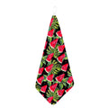 Black Palm Leaf Watermelon Pattern Print Hand Towel