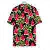 Black Palm Leaf Watermelon Pattern Print Hawaiian Shirt