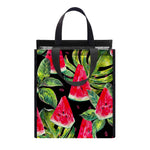 Black Palm Leaf Watermelon Pattern Print Insulated Lunch Tote