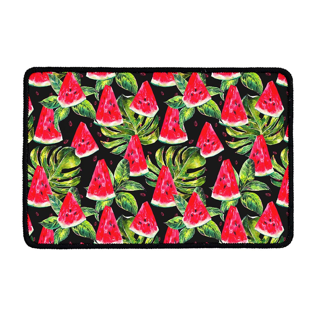 Black Palm Leaf Watermelon Pattern Print Kitchen Mat