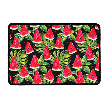 Black Palm Leaf Watermelon Pattern Print Kitchen Mat