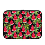 Black Palm Leaf Watermelon Pattern Print Laptop Sleeve