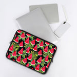 Black Palm Leaf Watermelon Pattern Print Laptop Sleeve