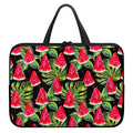 Black Palm Leaf Watermelon Pattern Print Laptop Sleeve With Handle
