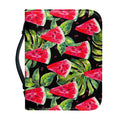 Black Palm Leaf Watermelon Pattern Print Leather Bible Cover