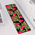 Black Palm Leaf Watermelon Pattern Print Long Kitchen Mat