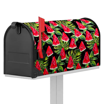 Black Palm Leaf Watermelon Pattern Print Mailbox Cover