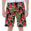 Black Palm Leaf Watermelon Pattern Print Men's Beach Shorts