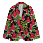 Black Palm Leaf Watermelon Pattern Print Men's Blazer