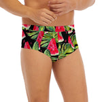 Black Palm Leaf Watermelon Pattern Print Men's Briefs