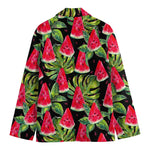 Black Palm Leaf Watermelon Pattern Print Men's Cotton Blazer