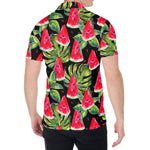 Black Palm Leaf Watermelon Pattern Print Men's Shirt