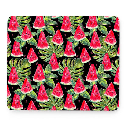Black Palm Leaf Watermelon Pattern Print Mouse Pad