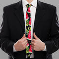 Black Palm Leaf Watermelon Pattern Print Necktie