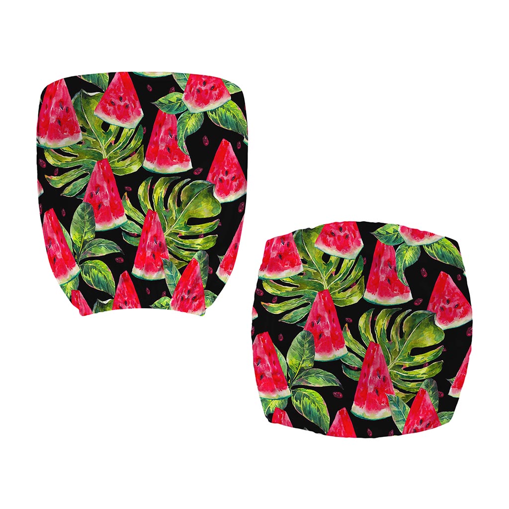 Black Palm Leaf Watermelon Pattern Print Office Chair Cover