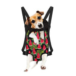 Black Palm Leaf Watermelon Pattern Print Pet Carrier Backpack