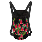 Black Palm Leaf Watermelon Pattern Print Pet Carrier Backpack