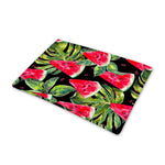 Black Palm Leaf Watermelon Pattern Print Pet Cooling Mat Cover
