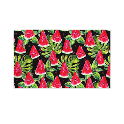 Black Palm Leaf Watermelon Pattern Print Polyester Flag