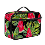 Black Palm Leaf Watermelon Pattern Print Portable Lunch Bag