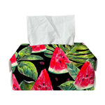 Black Palm Leaf Watermelon Pattern Print Rectangle Tissue Box Cover