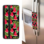 Black Palm Leaf Watermelon Pattern Print Refrigerator Handle Covers