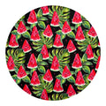Black Palm Leaf Watermelon Pattern Print Round Blanket