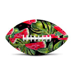 Black Palm Leaf Watermelon Pattern Print Rugby Ball