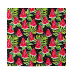 Black Palm Leaf Watermelon Pattern Print Silk Bandana