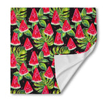 Black Palm Leaf Watermelon Pattern Print Silk Bandana