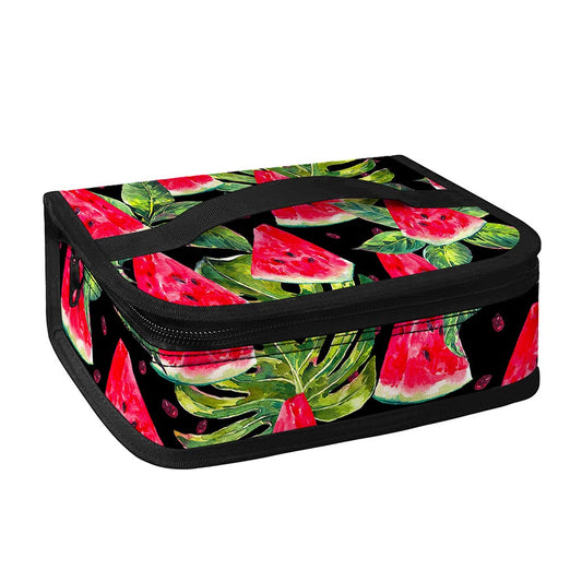Black Palm Leaf Watermelon Pattern Print Small Lunch Bag
