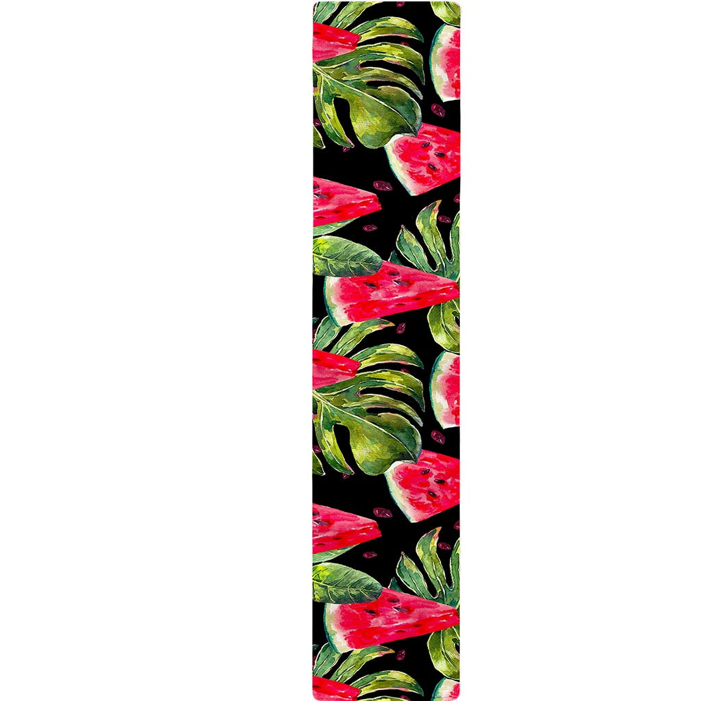 Black Palm Leaf Watermelon Pattern Print Table Runner