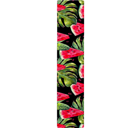 Black Palm Leaf Watermelon Pattern Print Table Runner