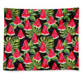 Black Palm Leaf Watermelon Pattern Print Tapestry