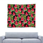 Black Palm Leaf Watermelon Pattern Print Tapestry