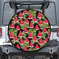 Black Palm Leaf Watermelon Pattern Print Tire Cover
