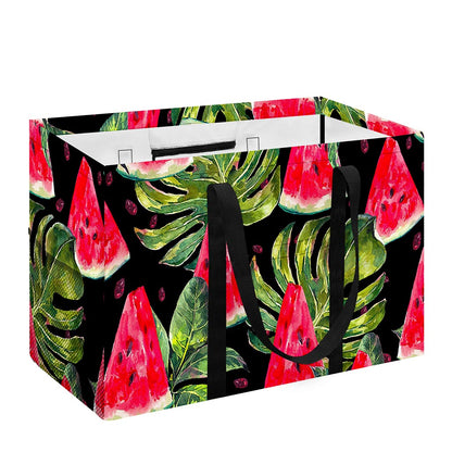 Black Palm Leaf Watermelon Pattern Print Utility Tote Bag